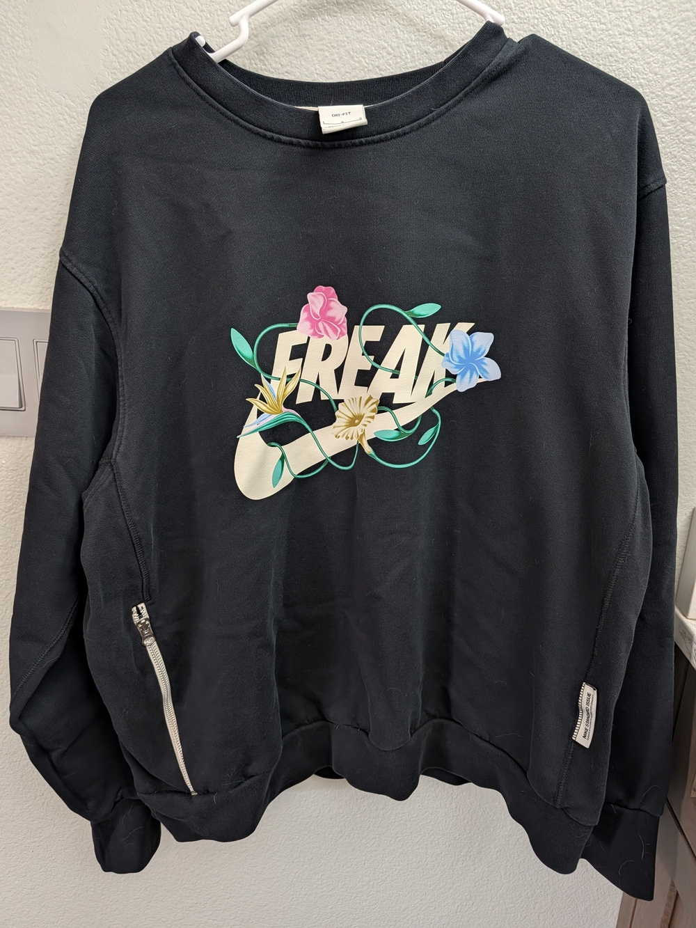 Nike Black Sweatshirt with Floral 'FREAK' Logo
